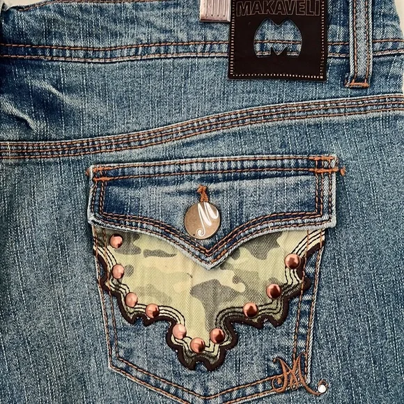 Makaveli Vintage 90 th Branded Denim Shorts Size 15 Exclusive of decoration - Picture 5 of 6